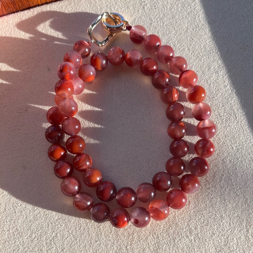 Nature Red jade Beaded necklace